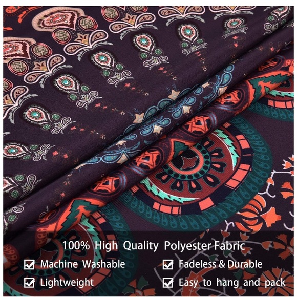 Colorful Retro Hippie Floral Bohemian Mandala Tapestry/Blanket/Art Decoration - Picture 6 of 9